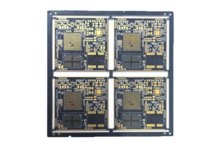PCB multicapa de alta fiabilidad con máscara de soldadura verde, que muestra complejas capas internas de cobre para sistemas de control industrial.